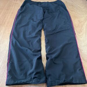 Nike Athletic Dept Track Pants Womens XXL Black Pink Stripe Wide Leg 31 Inseam